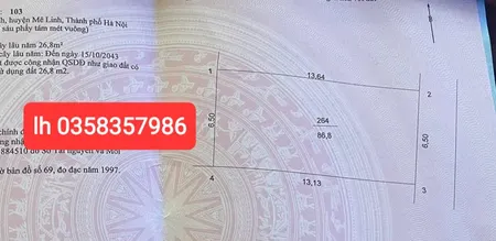 Bán đất 86.8m² ngang 6.50m giá 4.95 tỷ Xã Quang Minh