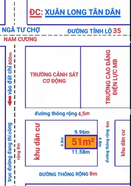 Bán đất 55,5m² ngang 4,5m giá 1.35 tỷ Xã Kim Anh