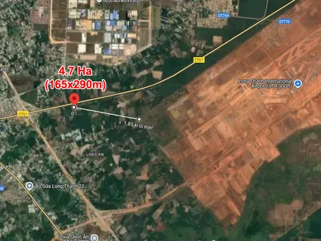 ⭐️⭐️⭐️ Giảm sốc 46 tỷ! 4.7Ha Đất SHR Sát sân bay Long Thành – Long An Đồng Nai