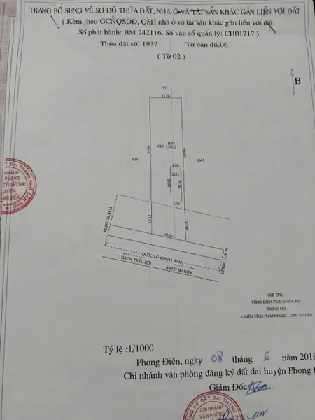 Bán gấp lô đất mặt tiền quốc lộ 61B- Nhơn Nghĩa - Phong Điền - Thành phố Cần Thơ