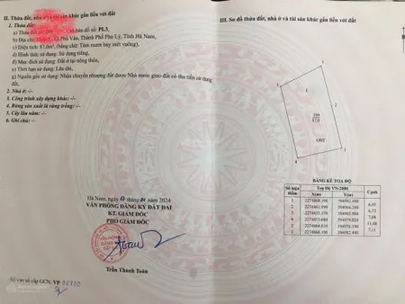 Bán đất tại phù vân, phủ lý, hà nam, giá 2,4 tỷ, diện tích 87m2