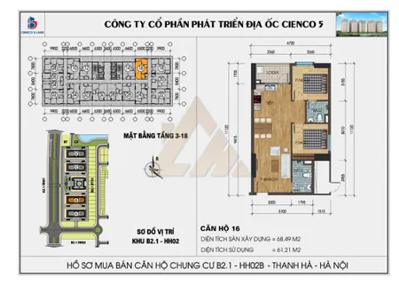 Chỉ cần có  1,4 tỷ trong tay sở hữu ngay căn hộ 68m², tầng trung, view thoáng khu 5 tòa mới B2.1 Thanh Hà