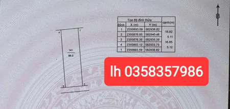 Bán đất 86m² ngang 5.11m giá 2.06 tỷ Xã Nội Bài