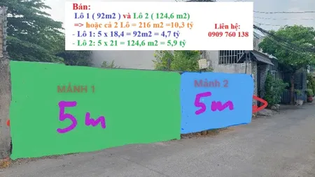 Bán đất 216m² - ngang 10m - giá 10.3 tỷ - Phường Tăng Nhơn Phú, TP HCM ( Quận 9 cũ )