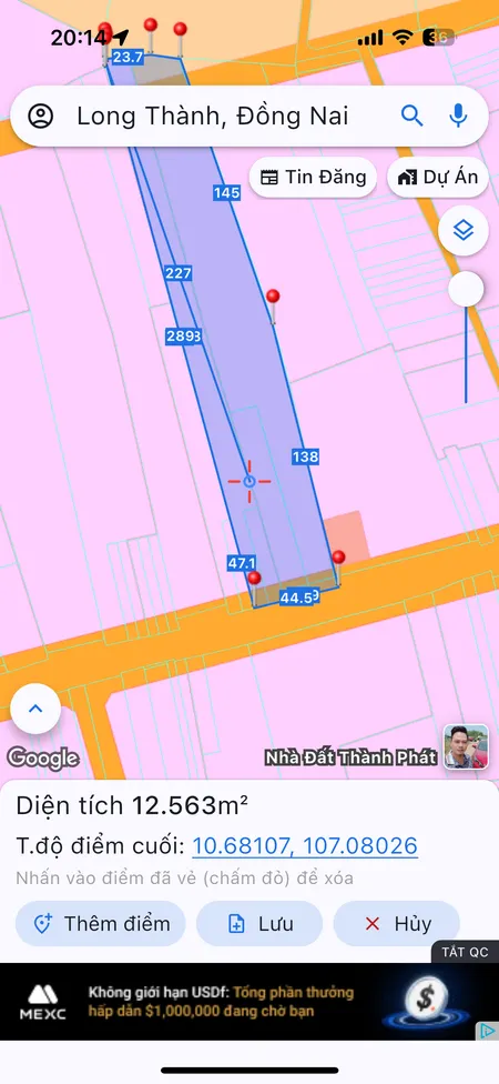 Bán đất 12500m² ngang 45m giá 45 tỷ Xã Phước Thái