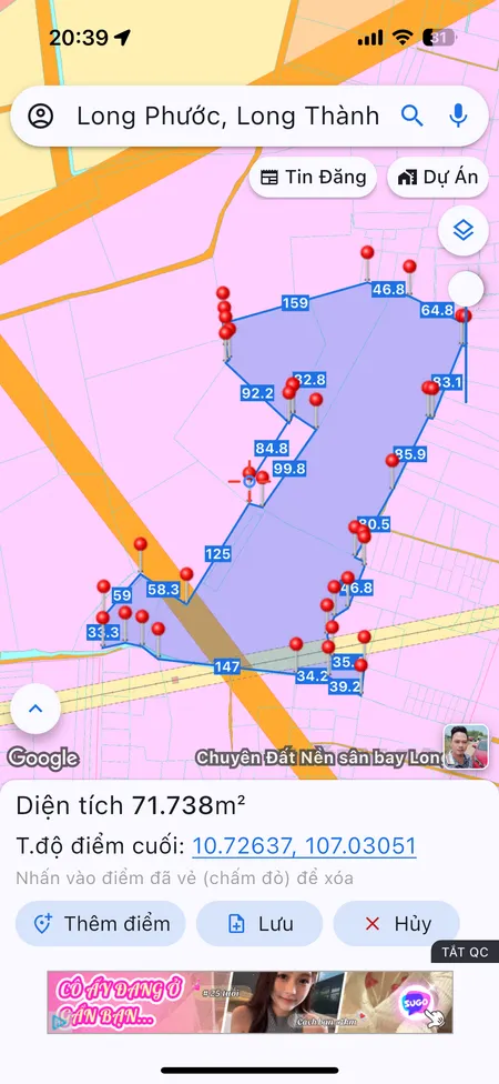 Bán đất 75000m² ngang 200m giá 300 tỷ Xã Long Phước