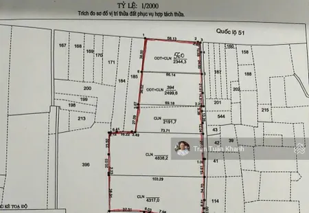 Mặt tiền ql 51 ngay tp bà rịa, dt 16.000m2 gần full thổ cư ,giá bán 10 triệu/m2