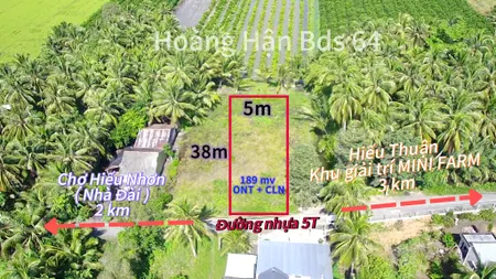 Bán đất 190.5m² ngang 5m giá 320 triệu Xã Hiếu Thành