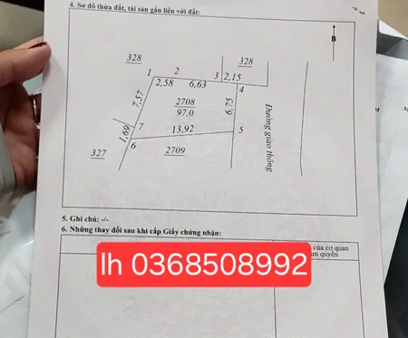 Bán đất 97m² ngang 6,75m giá 1.27 tỷ Phường Phổ Yên