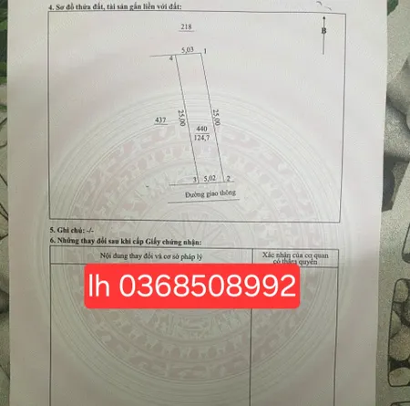 Bán đất 124,7m² ngang 5,02m giá 950 triệu Phường Vạn Xuân