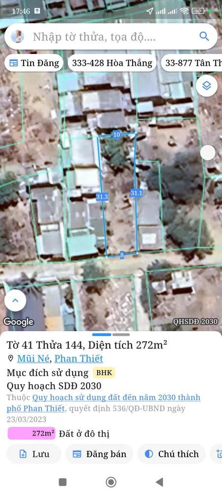 Bán đất 272m² ngang 8m giá 2.8 tỷ Phường Mũi Né