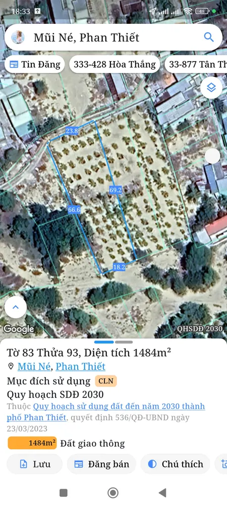 Bán đất 1484m² ngang 25,8m giá 10.39 tỷ Phường Mũi Né