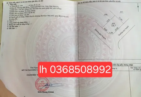 Bán đất 220,7m² ngang 12m giá 4.7 tỷ Phường Phổ Yên