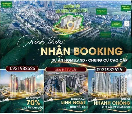 An Bình Home land Hà Đông, Booking sớm chọn căn chọn tầng LH: 093.198.2626