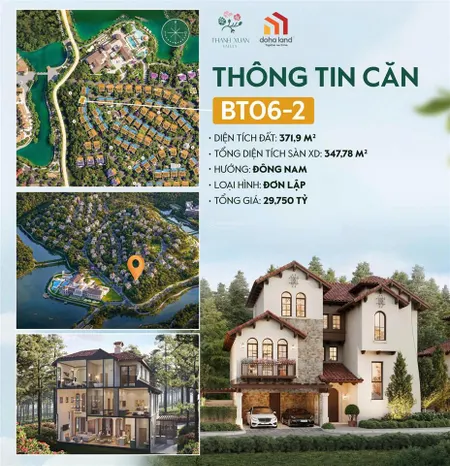 Bán căn ngoại giao bt602, dt 372m2,xây 3 tầng, đông nam tại dự án thanh xuân valley vĩnh phúc