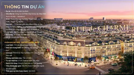 Cực hiếm, căn shop hướng đông nam, mặt đường quy hoạch 30m tại rue de charme, 85.25m2, giá 33 tỷ bp