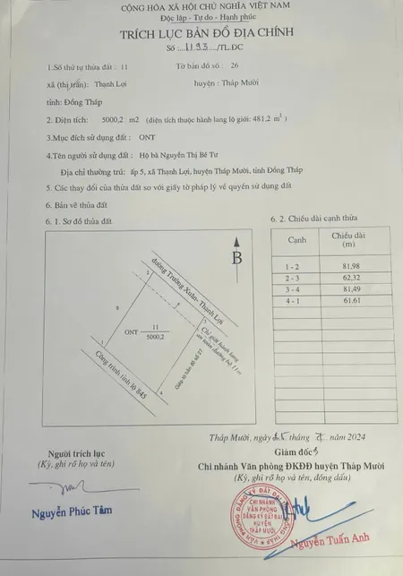 Bán đất 5000m² giá 30 tỷ Xã Trường Xuân