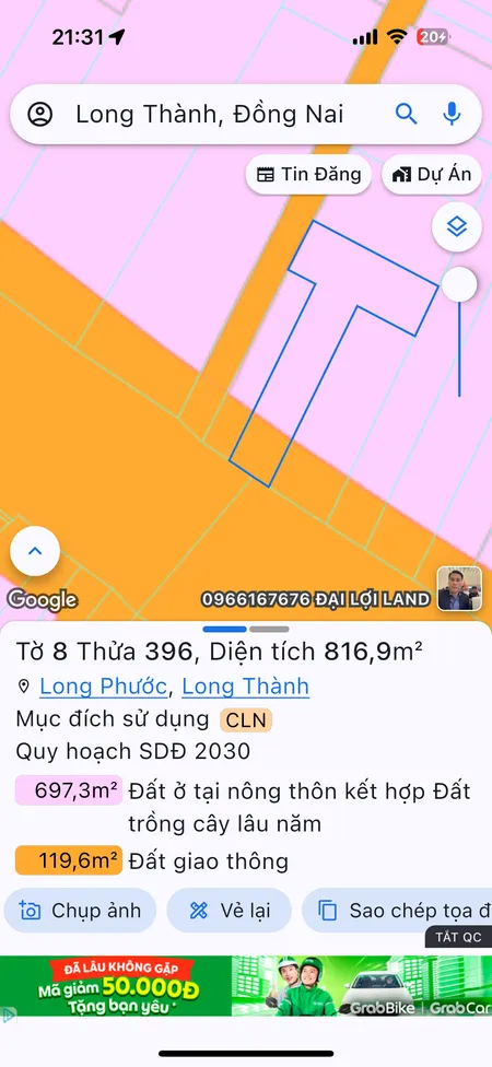 Bán đất 1100m² ngang 18m giá 40 tỷ Xã Long Phước