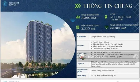 Bluegem tower, 6 tỷ vnd 85.4m23 ngủ 2wc giá tốt nhất dự án