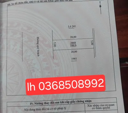 Bán đất 100m² ngang 5m giá 1.76 tỷ Phường Phổ Yên