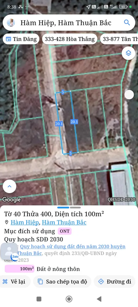 Bán đất 100m² ngang 5m giá 650 triệu Phường Bình Thuận