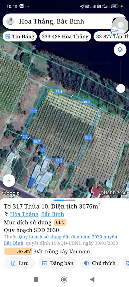 Bán đất 3676,4m² giá 7 tỷ Xã Hòa Thắng