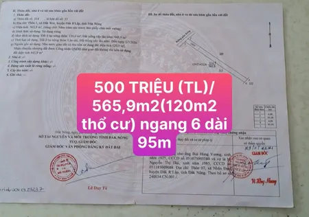 Đất Thổ cư cách Ql14 chỉ 3,5km 500 TRIỆU/565,9m2(120m2 TC) 0938609098