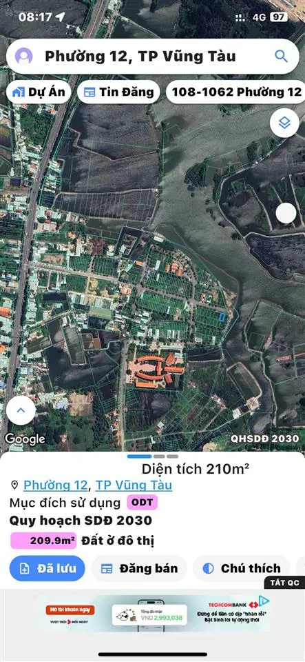 Giảm giá 400 triêu.bán đất dự án sông cây khế vũng tàu 249m ngang 14m.giá chỉ 4ty 850trieu(19 tr/m)