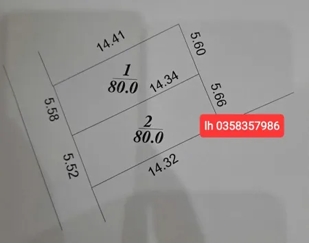 Bán đất 80m² ngang 5.58m giá 1.6 tỷ Xã Nội Bài