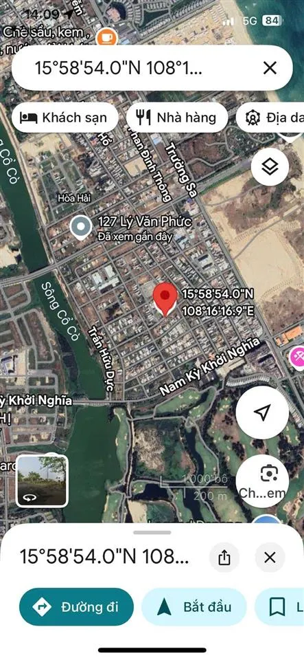 Chính chủ bán đất mặt tiền đường tân trà đà nẵng, sát biển, cư dân đông đúc