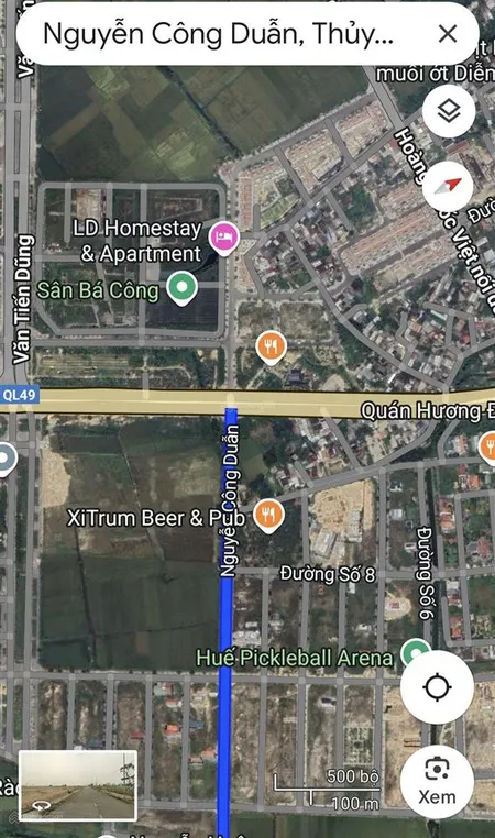 Đất mặt tiền đường 18,5m nguyễn công duẫn tp huế