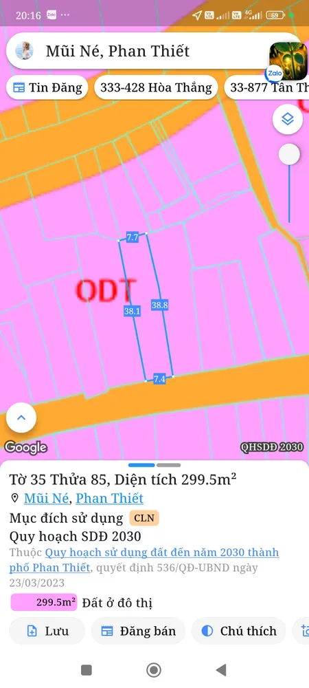 Bán đất 306m² ngang 7,8m giá 4 tỷ Phường Mũi Né