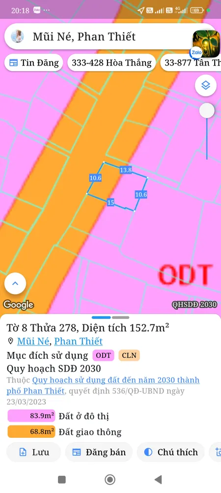 Bán đất 152m² ngang 10m giá 4 tỷ Phường Mũi Né
