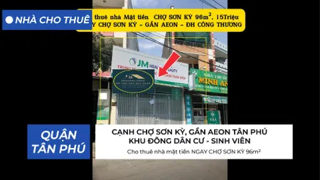 Cho thuê nhà mặt tiền NGAY CHỢ SƠN KỲ 96m², 15Triệu
