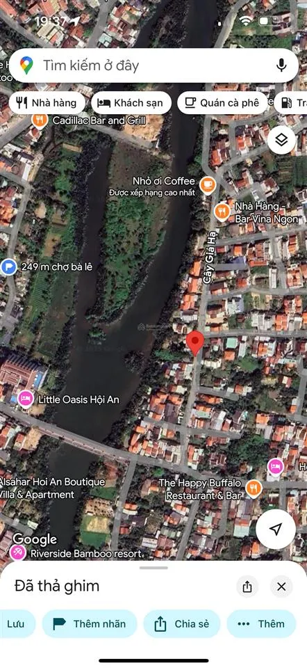 View sông phía sau đường oto khu vực nhiều villa khách sạn cách phố cổ 2km, biển an bàng 2km
