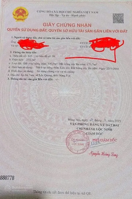 Bán đất nền đẹp tại đt 756, lộc quang, lộc ninh, bình phước, 600 triệu, 273.7m2
