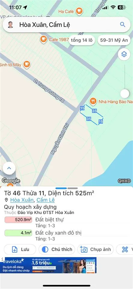 Cần tiền bán gấp đất biệt thự đường nguyễn đình thi hoà xuân 525 m2 giá cực sập hầm
