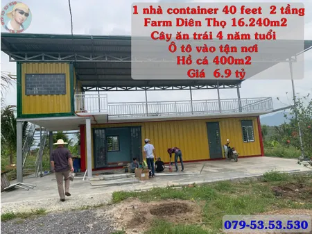 Bán Farm Nghỉ Dưỡng 16.240m² Diên Thọ, Diên Khánh – Có Nhà Container 2 Tầng, Hồ Cá 400m², Cây Trái Trĩu Quả – Giá Chỉ 6,9 Tỷ, Sổ Hồng Riêng