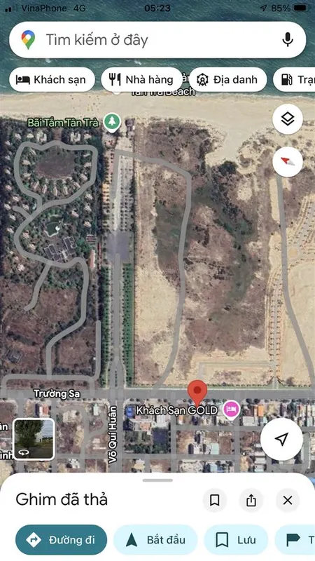Bán lô trường sa 100m2 (5x20m) sát bãi tắm tân trà, giá bán đầu tư 10 tỷ. 0914 433 ***