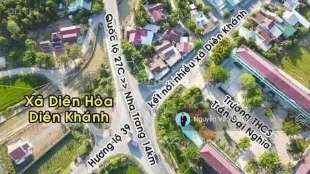 Bán lô đất sát bên trường trần đại nghĩa, diên hoà, diên khánh, 90m2 100% đất ở ngàng 7.5 mét