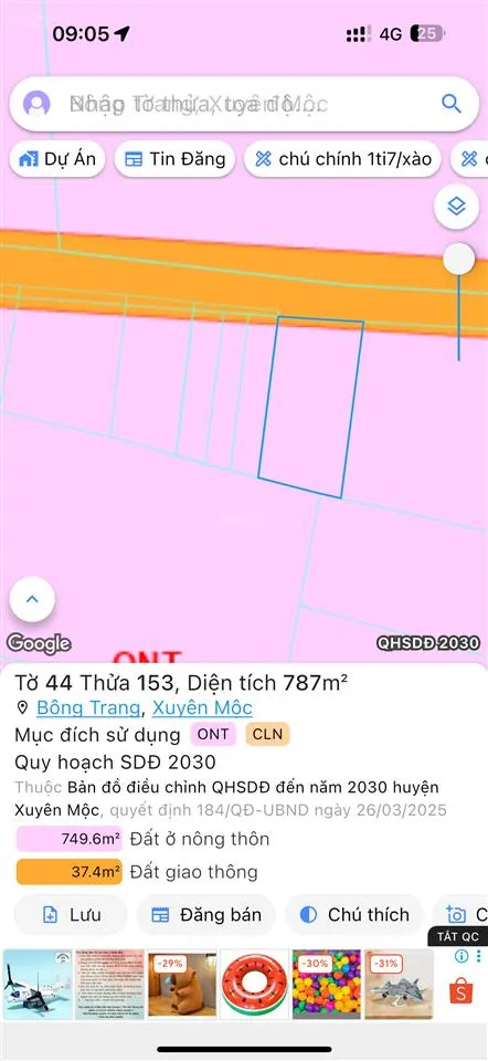 Xã lỗ 780m2 bông trang, xuyên mộc, bà rịa vũng tàu, 3 tỷ