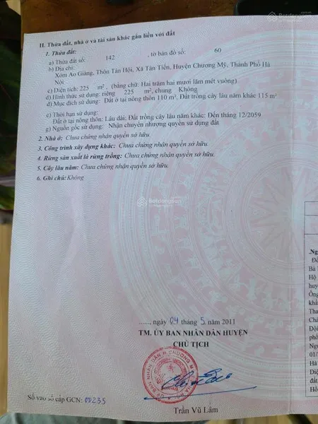 Chính chủ bán đất đô tinh xuân mai