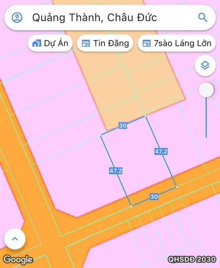 Bán khoảng 1 sào 4 (1409m2) đất xã quảng thành, huyện châu đức, brvt. giá 2.1 tỷ