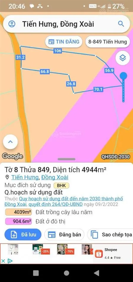 Tiến hưng lên phường thuộc khu dân cư hạnh phúc tp đồng xoài