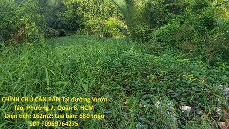ĐẤT ĐẸP – GIÁ TỐT  – CHÍNH CHỦ CẦN BÁN Tại đường Vườn Táo, Phường 7, Quận 8, HCM