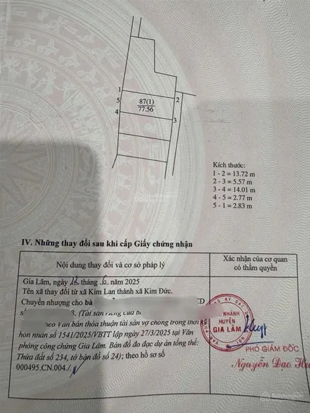Bán đất kim lan ô tô 4 chỗ ngõ thông vài bước ra vỉa hè ô tô tránh kinh doanh
