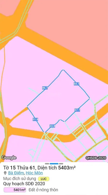 5368m2 đất cln bà điểm, hóc môn chỉ 42,5 tỷ