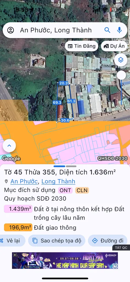 Bán đất 1636m² ngang 30m giá 16 tỷ Xã An Phước