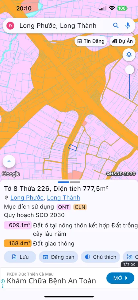 Đất 2 mặt tiền giá ngộp để đầu tư 21m mặt tiền nhựa ngay cổng chính sân bay long thành