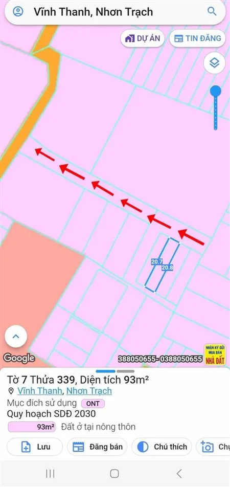 Bán đất vĩnh thanh, nhơn trạch, đồng nai, 1,45 tỷ, 93 m2 giá ưu đãi